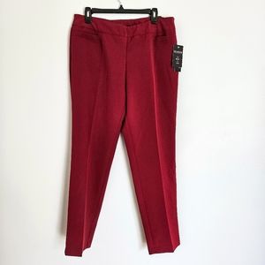 NWT Zac & Rachel Garnet Red Slim Leg Wrinkle Resistant Bodycon Slimming Pants